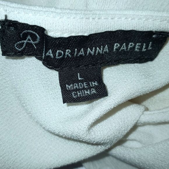 Adrianna Papell Cream Blouse with Sheer Sleeves Sz.L EUC - Picture 4 of 6